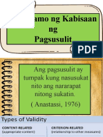 FIL 503 PAGTATAMO NG KABISAAN at RELIABILITY NG PAGSUSULIT