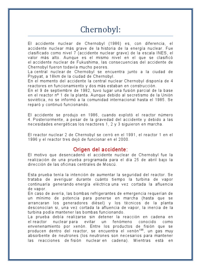Chernobyl | PDF | Desastre de Chernobyl | La energía nuclear
