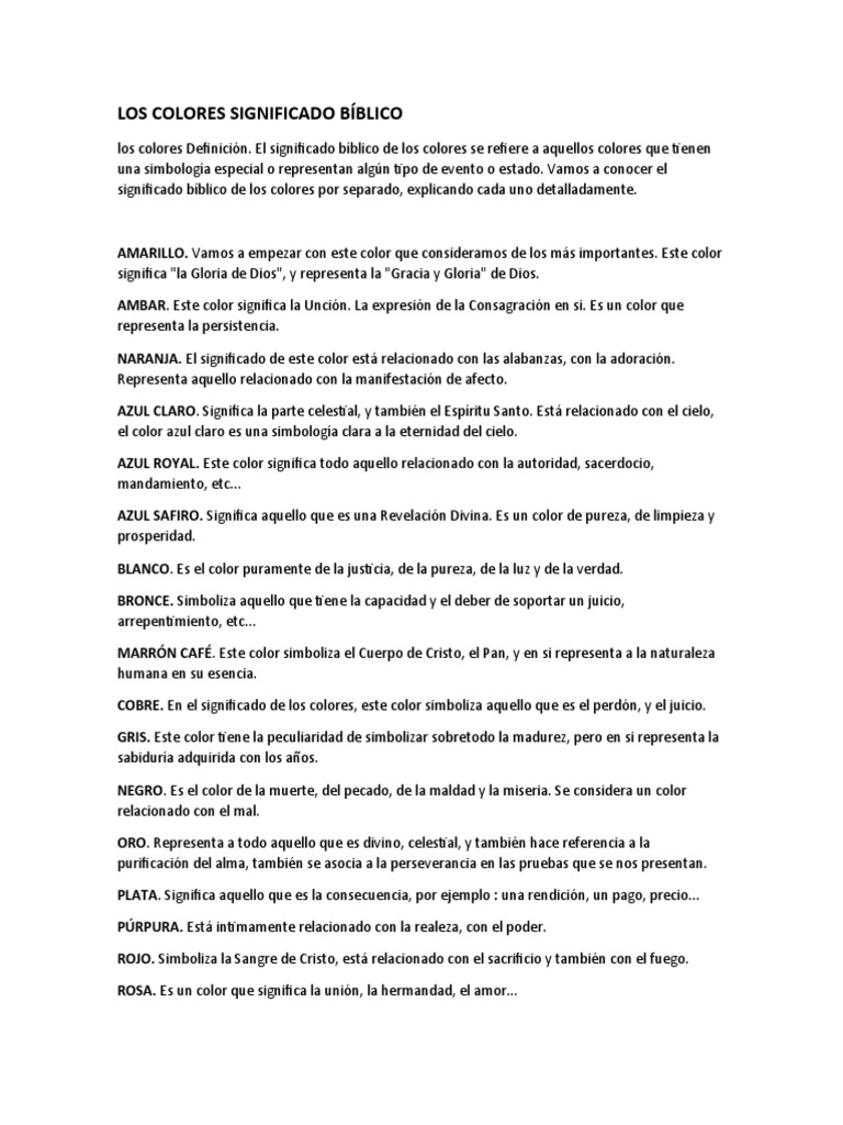 Los Colores Significado Bíblico | PDF | Color | Biblia