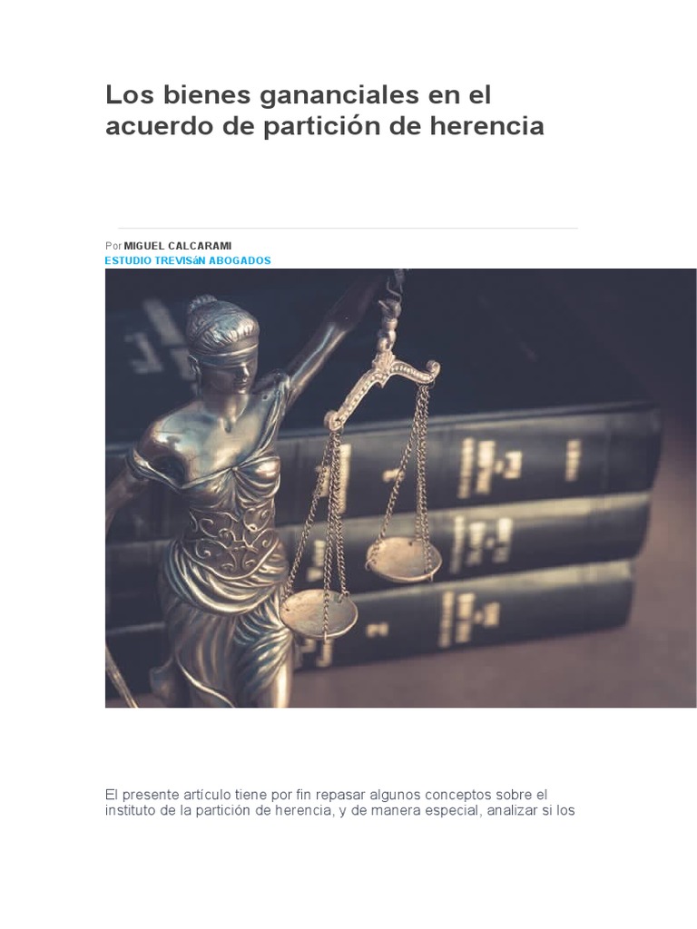 Los Bienes Gananciales en El Acuerdo