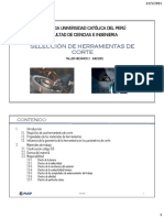 Selección de Herramientas de Corte: Pontificia Universidad Católica Del Perú Facultad de Ciencias E Ingenieria