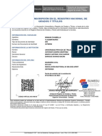 Constancia de Inscripción en El Registro Nacional de Grados Y Títulos