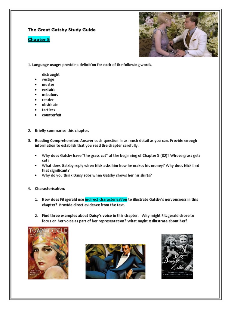 The Great Gatsby Chapter 5 Study Guide PDF