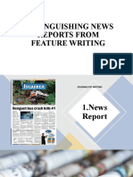 Distinguishing News Reports From Feature Writing