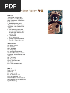 Bear Crochet Pattern