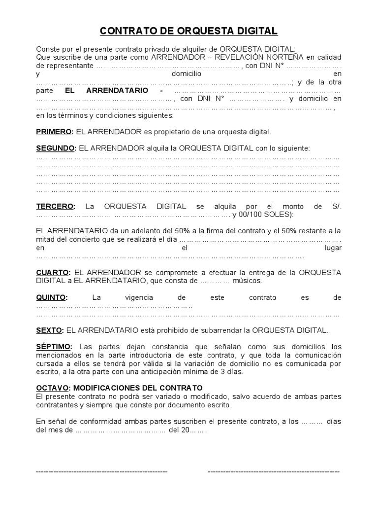 Contrato - Orquesta Digital | PDF