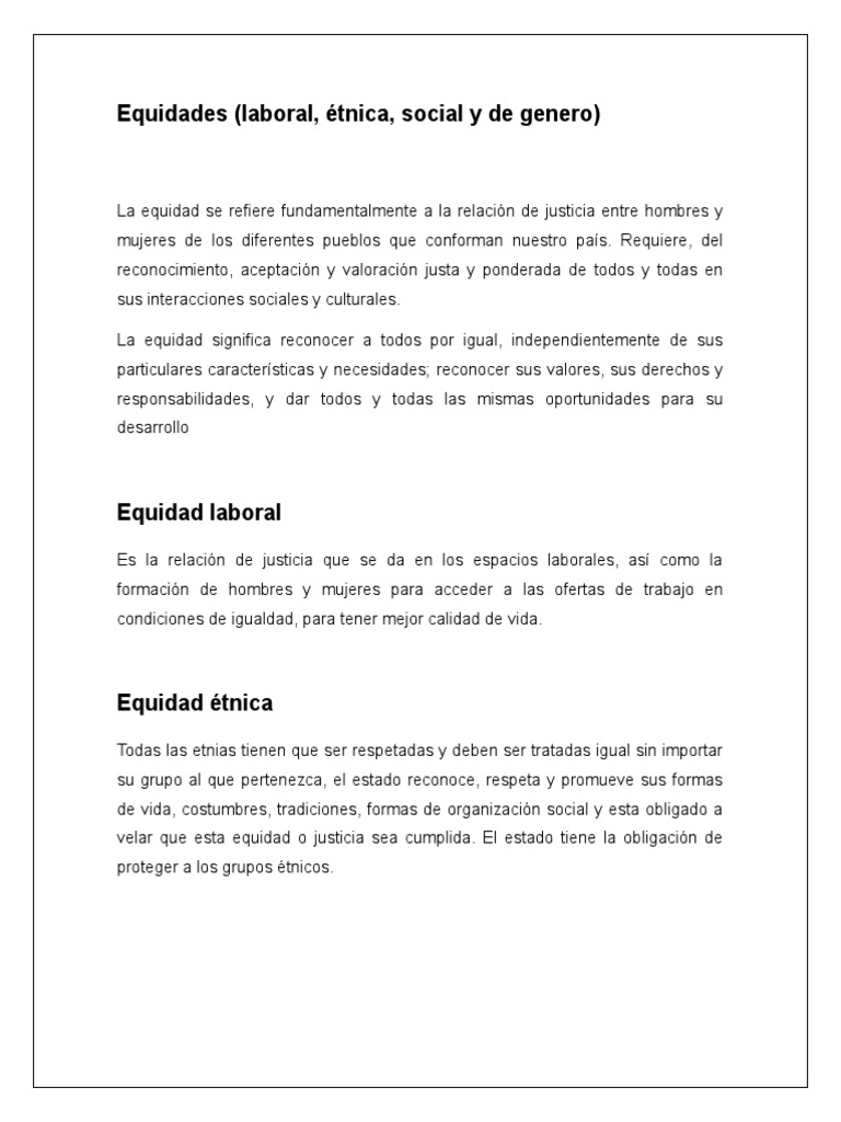 Equidad de género y justicia social | PDF | Igualdad de género ...