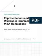 Representations and Warranties Insurance in M&A Transactions