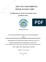 Unidad Educativa Fiscomisional "Monseñor Antonio Cabri": Bachillerato Tecnico en Producción Agropecuaria