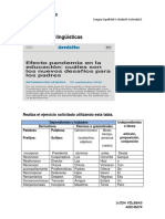 Las Unidades Lingüísticas: Realiza El Ejercicio Solicitado Utilizando Esta Tabla