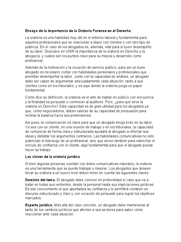 Importancia de la Oratoria Forense | PDF | Hablar en público | Retórica