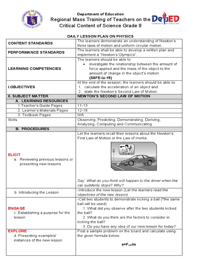 Newton's Second Law Lesson Plan | PDF | Newton's Laws Of Motion | Force