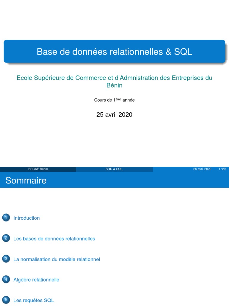 Bases de données relationnelles et SQL | PDF | Base de données ...