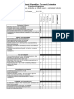 Professional Dispositions Rating Sheet 2023