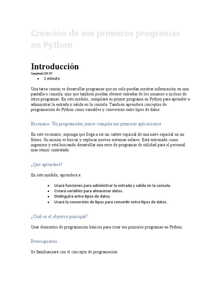 Creación de Sus Primeros Programas en Python | PDF | Programación ...
