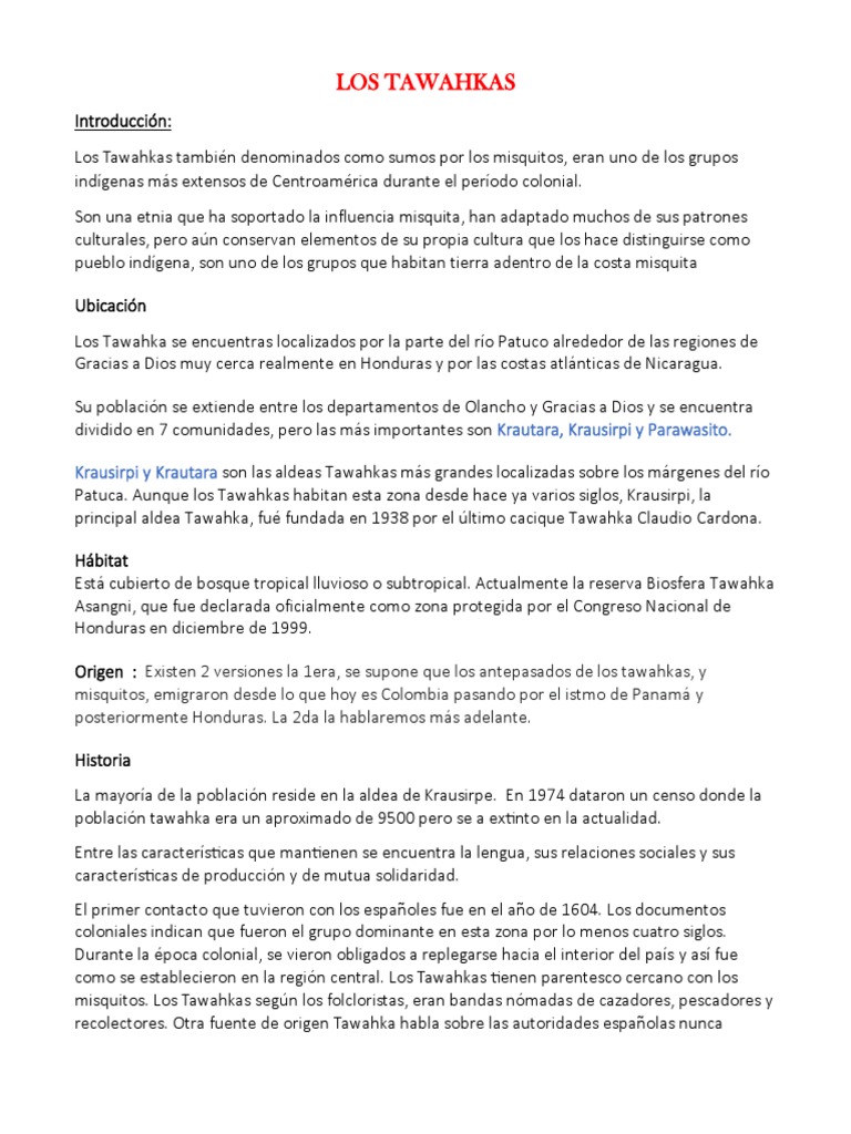 LOS TAWAHKAS-oficial | PDF | Honduras