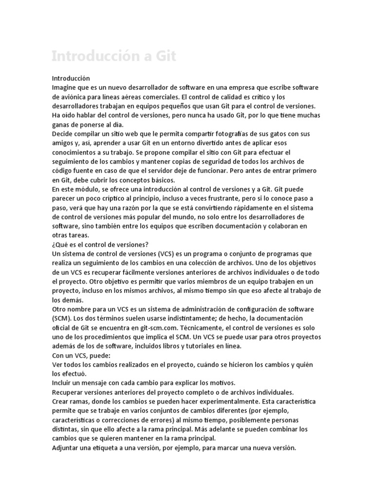 Introducción a Git y Control de Versiones | PDF | Control de versiones ...