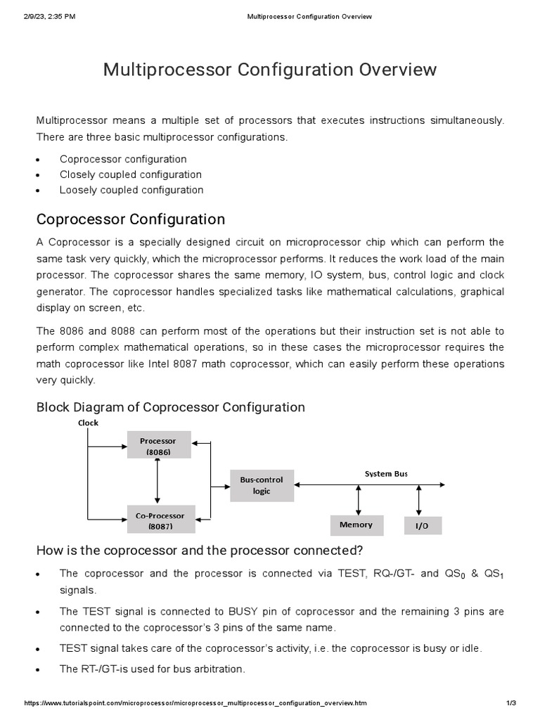 Multiprocessor Configurations Explained | PDF | Central Processing Unit ...