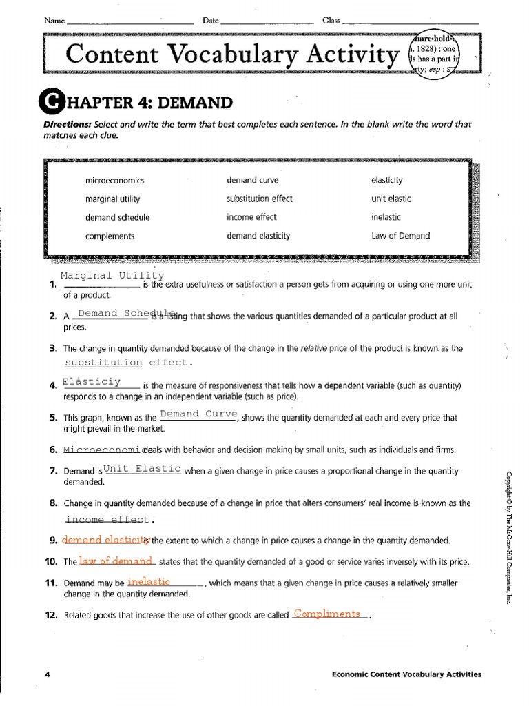 Econ Demand Worksheets 12.15.13 Answer Key | PDF