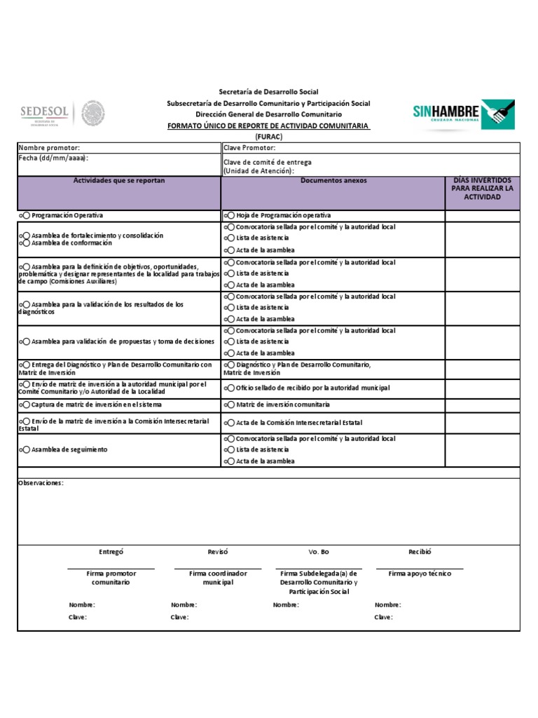 Formato Único de Reporte FURAC | PDF