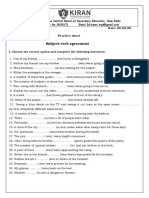 Subject-Verb Agreement: Grade: VI, VII Date: 09.02.23 Sub: English Practice Sheet