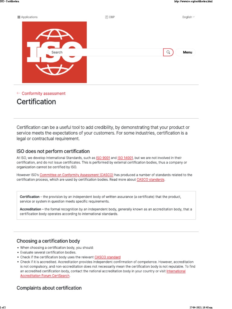 ISO - Certification | PDF