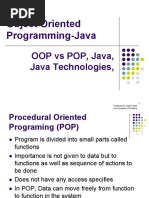 Object Oriented Programming-Java: OOP Vs POP, Java, Java Technologies