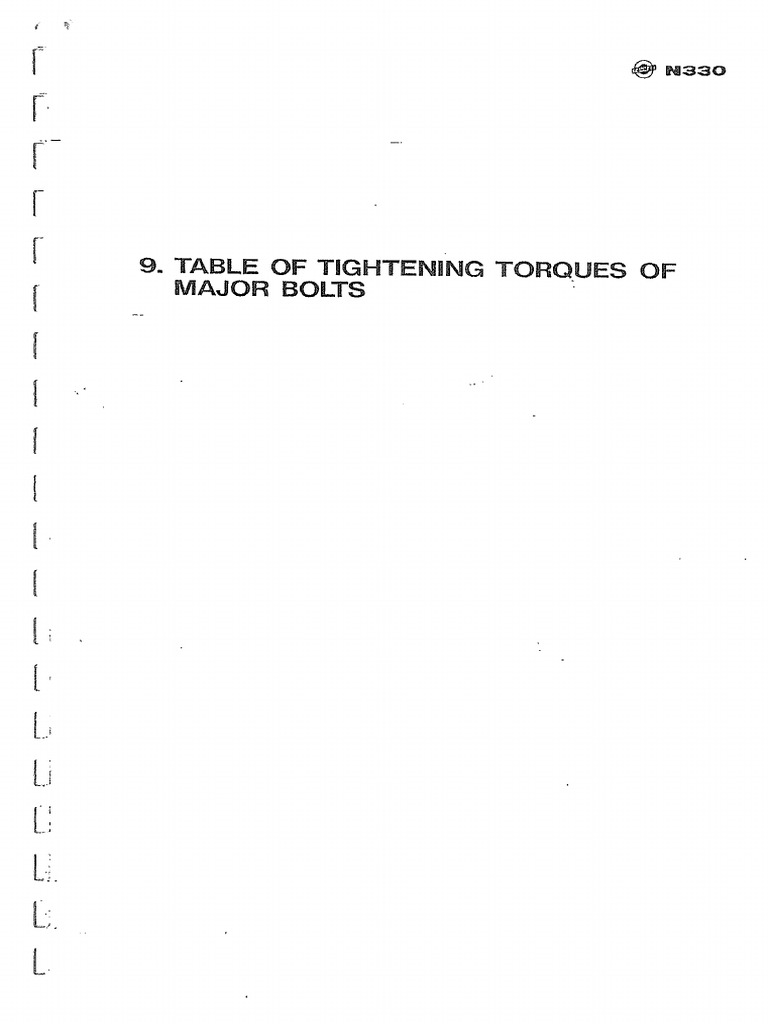 YANMAR N330 List Of Major Tightening Bolts PDF
