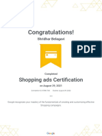 Completed Shopping Ads Cert on Aug 29, 2021