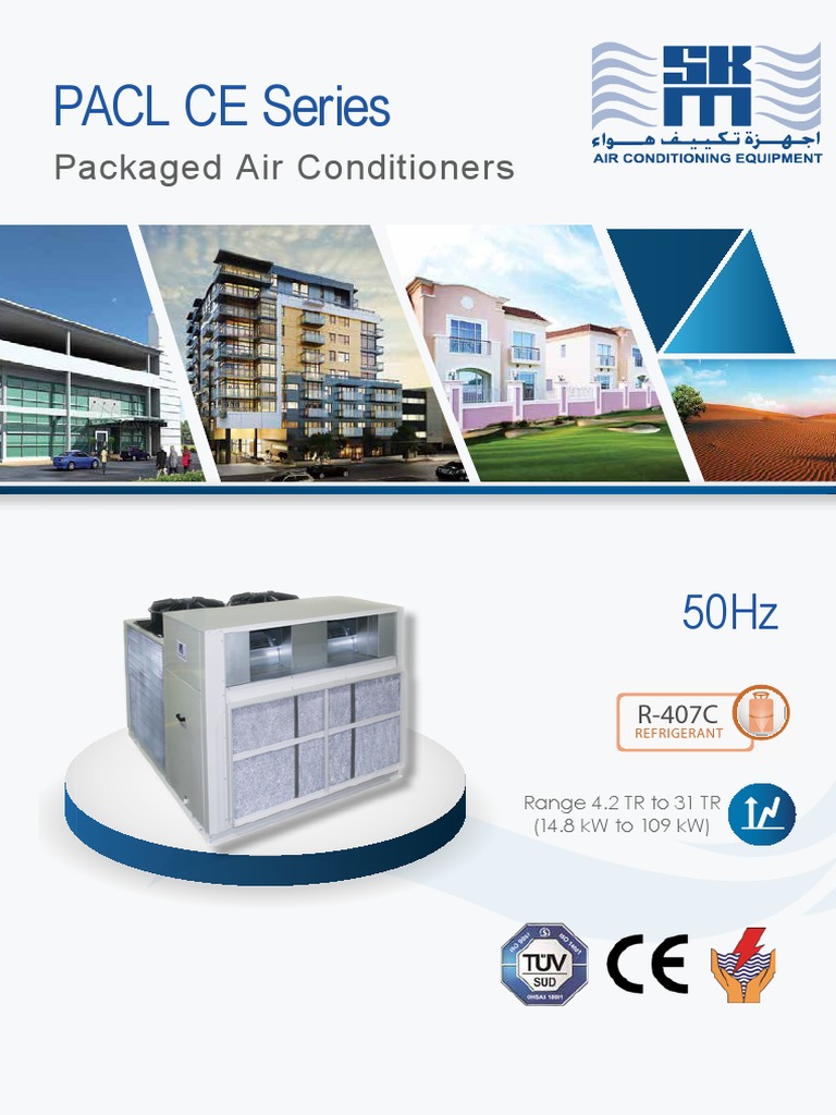 SKM Air Conditioning Catalogue For R407C Series Package Units Model PACL |  PDF | Air Conditioning | Electric Motor