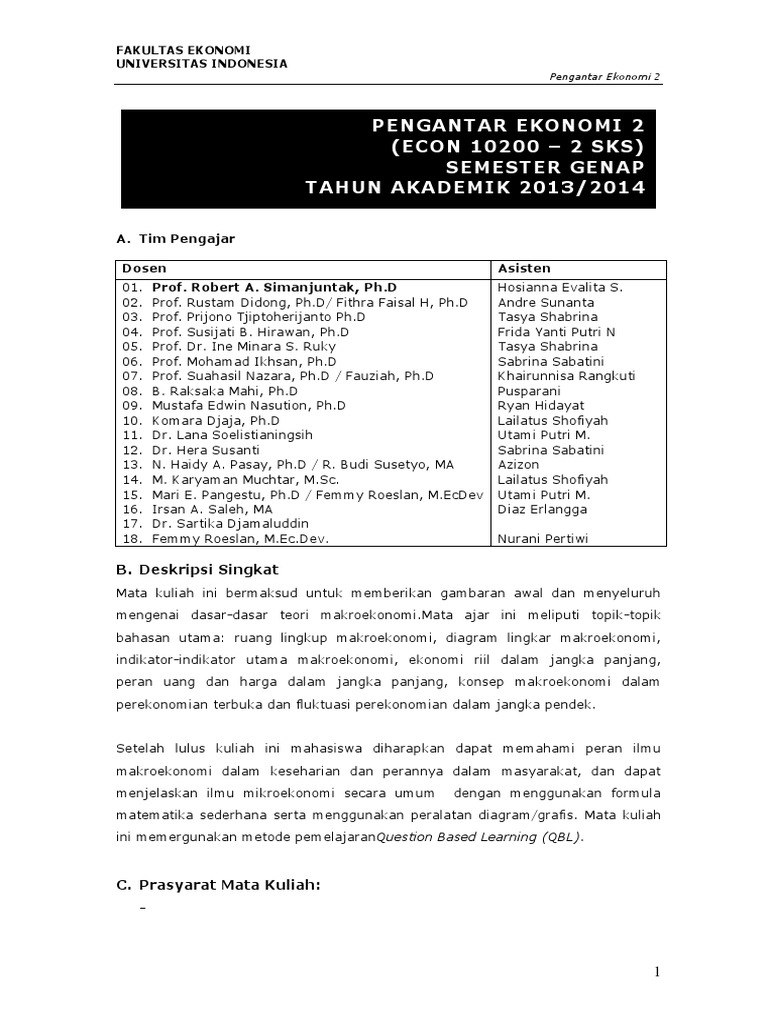 Pengantar Ekonomi 2 di FEUI | PDF | Pengelolaan Keuangan & Uang
