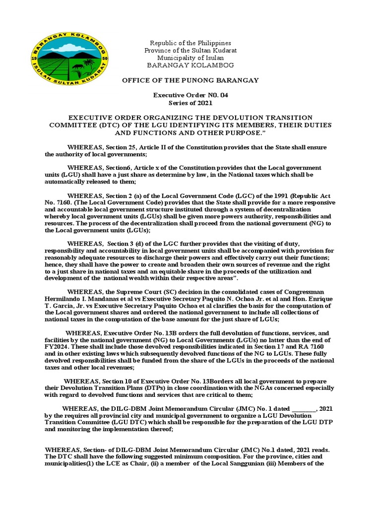 Devolution Transition Committee | PDF | Local Government | Devolution