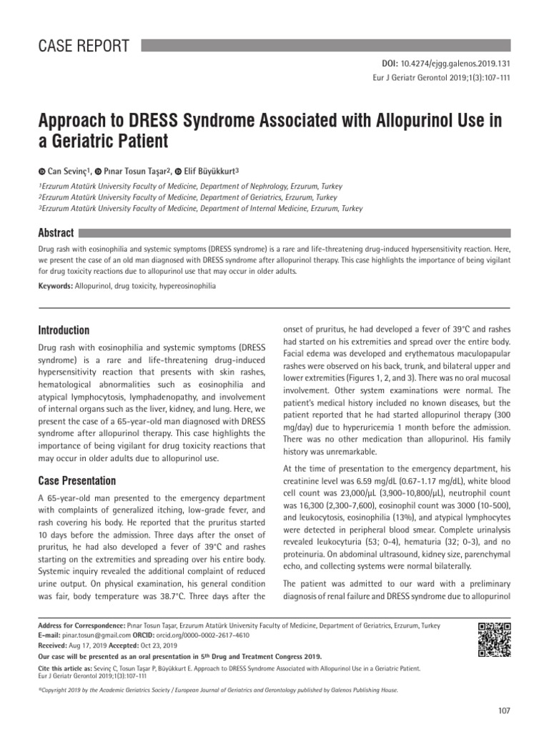 Approach To DRESS Syndrome Associated With Allopurinol Use in A