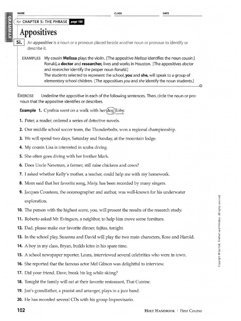 Appositive phrases 102 to 103 pdf