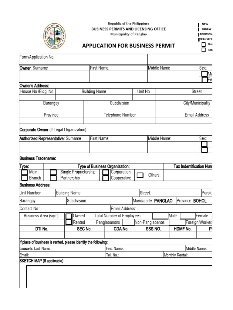 Application For Business Permit Business Permits and Licensing Office