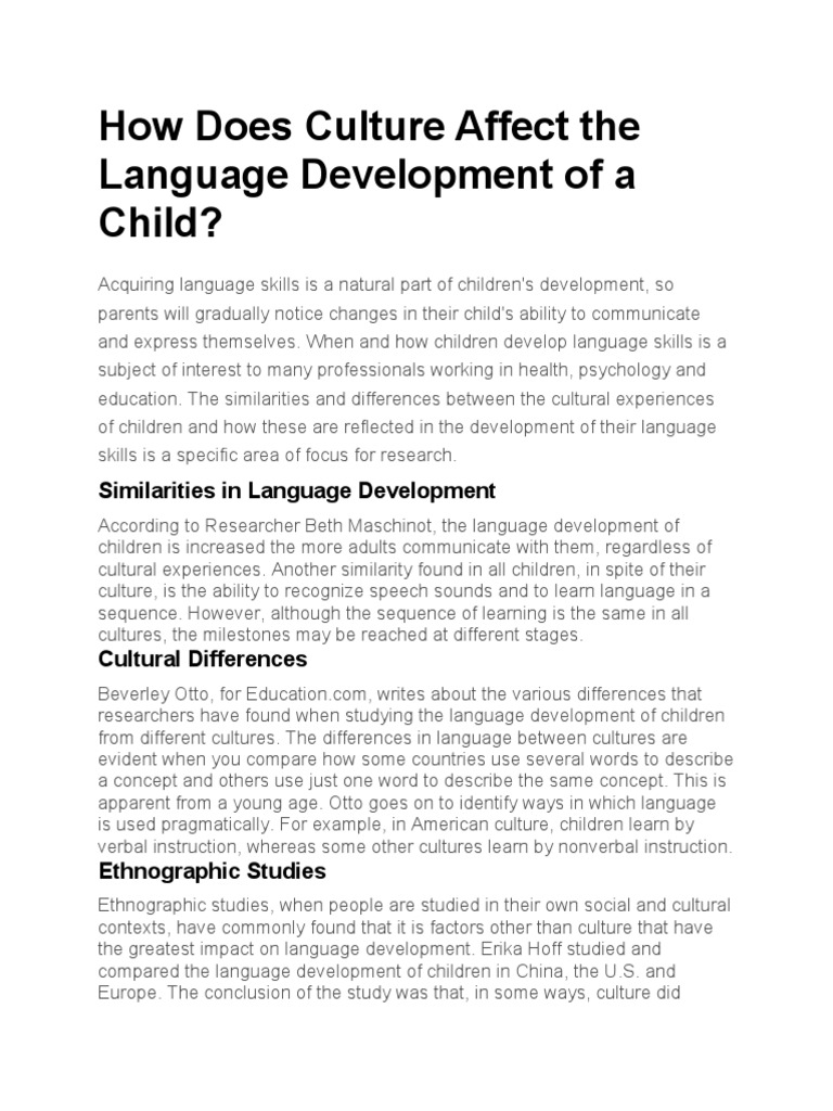 Culture's Impact on Child Language Development | PDF | Language ...