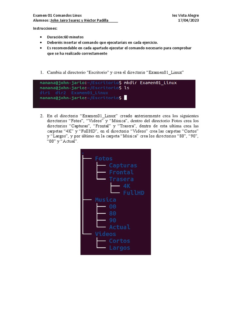 Comandos Linux para Examen Práctico | PDF | Archivo de computadora ...