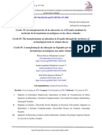 Covid - 19: La Transformación de La Educación en El Ecuador Mediante La Inclusión de Herramientas Tecnológicas en Las Clases Virtuales