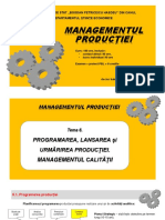 Managementul Producției: Universitatea de Stat Bogdan Petriceicu Hasdeu" Din Cahul Departamentul Științe Economice