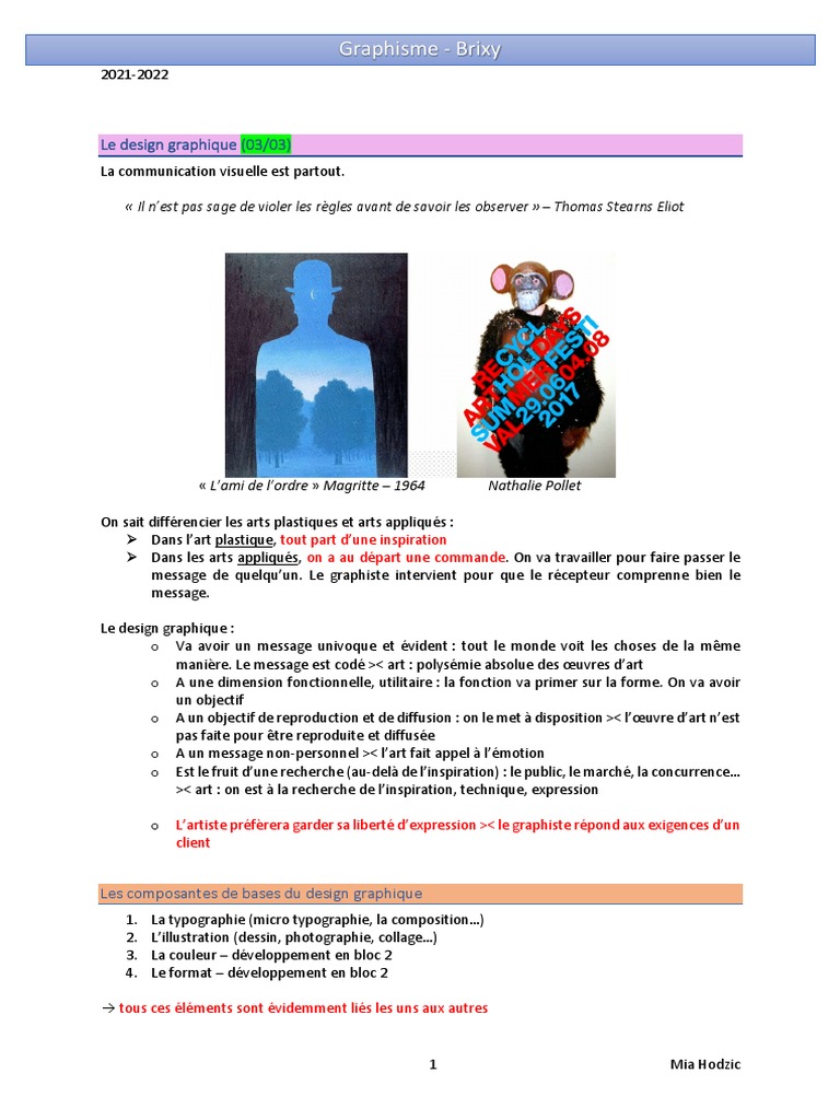 Notes Graphisme 2021-2022 | PDF | Logos | Mise en page