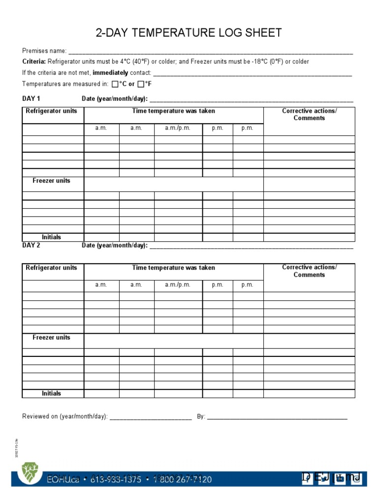 Temperature Log Sheet 04 | PDF