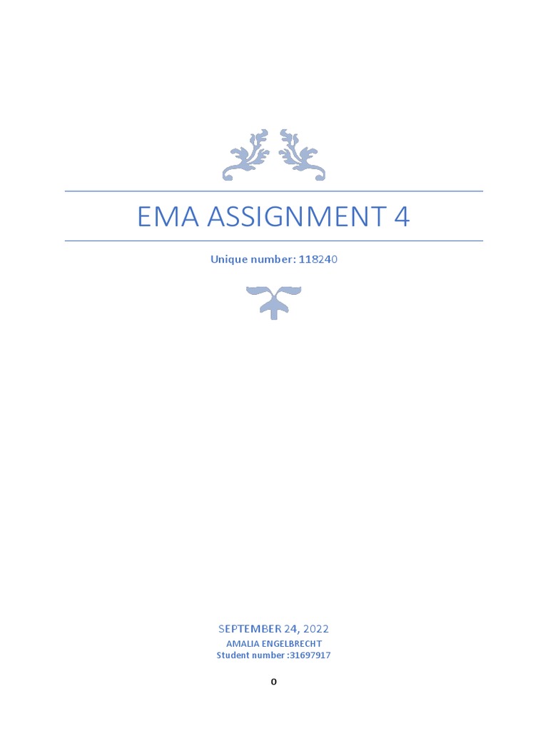EMA1501 Assignment 4 Amalia Engelbrecht 31697917 | PDF | Cognition ...