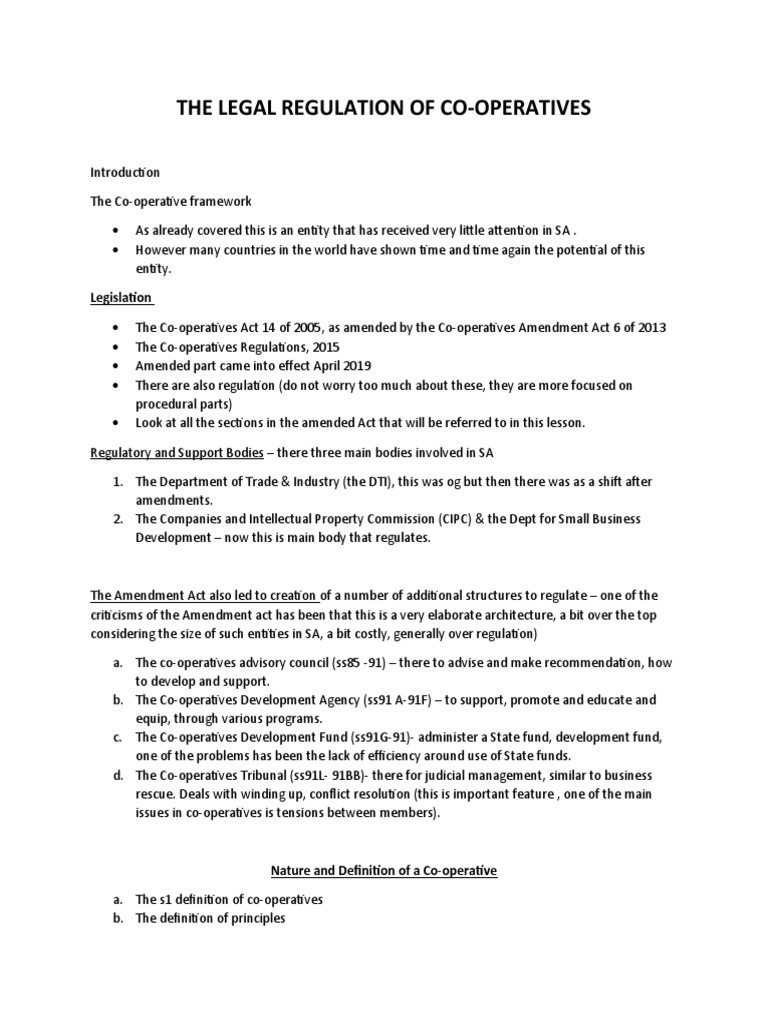Week 6 Notes PDF Cooperative Constitution