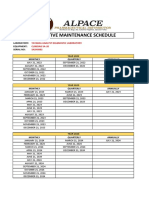 Preventive Maintenance Schedule: Tayabas Analyst Diagnostic Laboratory Clindiag Sa-20 SA2HS062