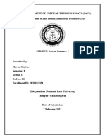 Merged Mid Term & End Term Examination, December-2020: Special Assignment of Critical Thinking Essays (Sace)