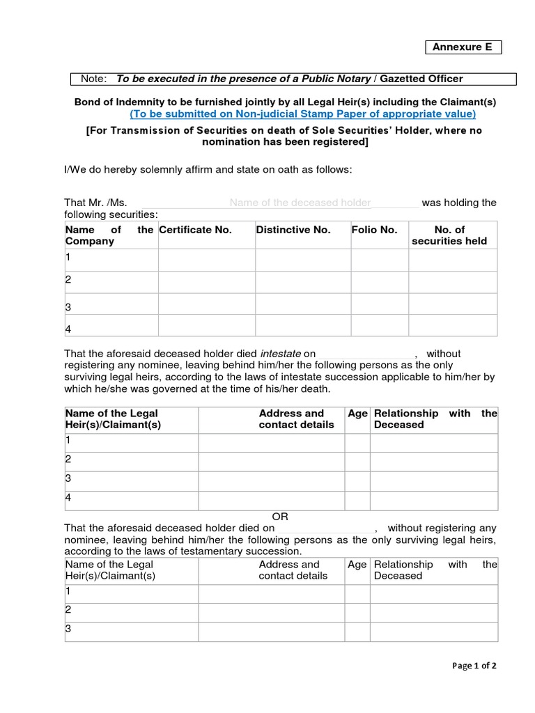 Updated Transmission Formalities. PDF Notary Public Indemnity