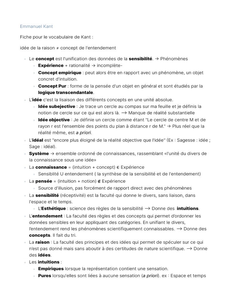 Catégories de l'entendement chez Kant | PDF | A priori et a posteriori ...