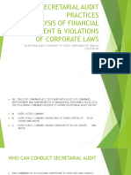 Secretarial Audit Practices Analysis of Financial Statement & Violations of Corporate Laws