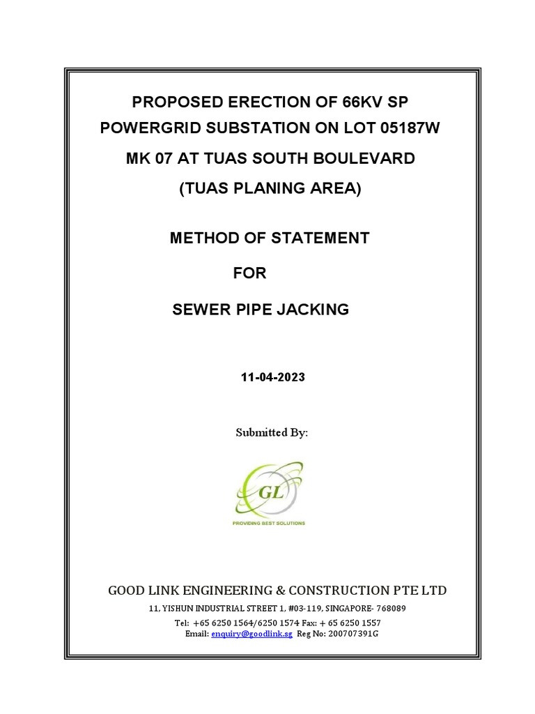 Sewer Pipe Jacking Method Statement | PDF | Personal Protective ...