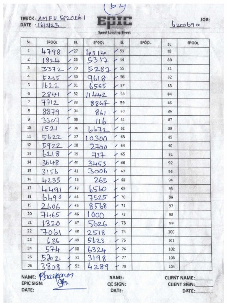 Loadingsheet 16 | PDF